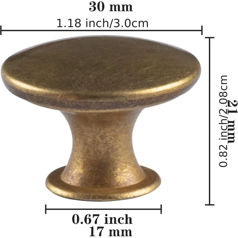 6-piece brass round antique brass kitchen cabinet knob cabinet door handle drawer handle dresser knob with screws door hardware