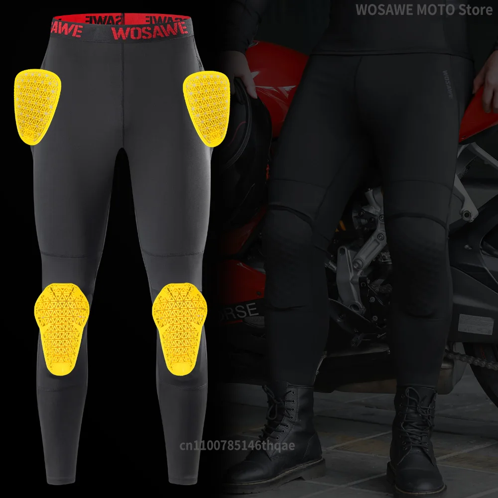WOSAWE CE Level 1/2 Motorcycle Pants Jeans Insert Protective Gear MTB Anti-Fall Knee Hip Protection Motorbiker Racing Kneepads