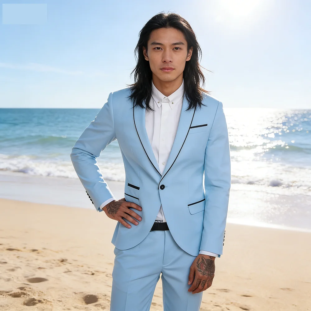 

Classic Men's Single-Button Terno Formal Suit Slim Fit Wedding Groomsmen Smoking Casual Business 2-Piece Set Jacket And Pants