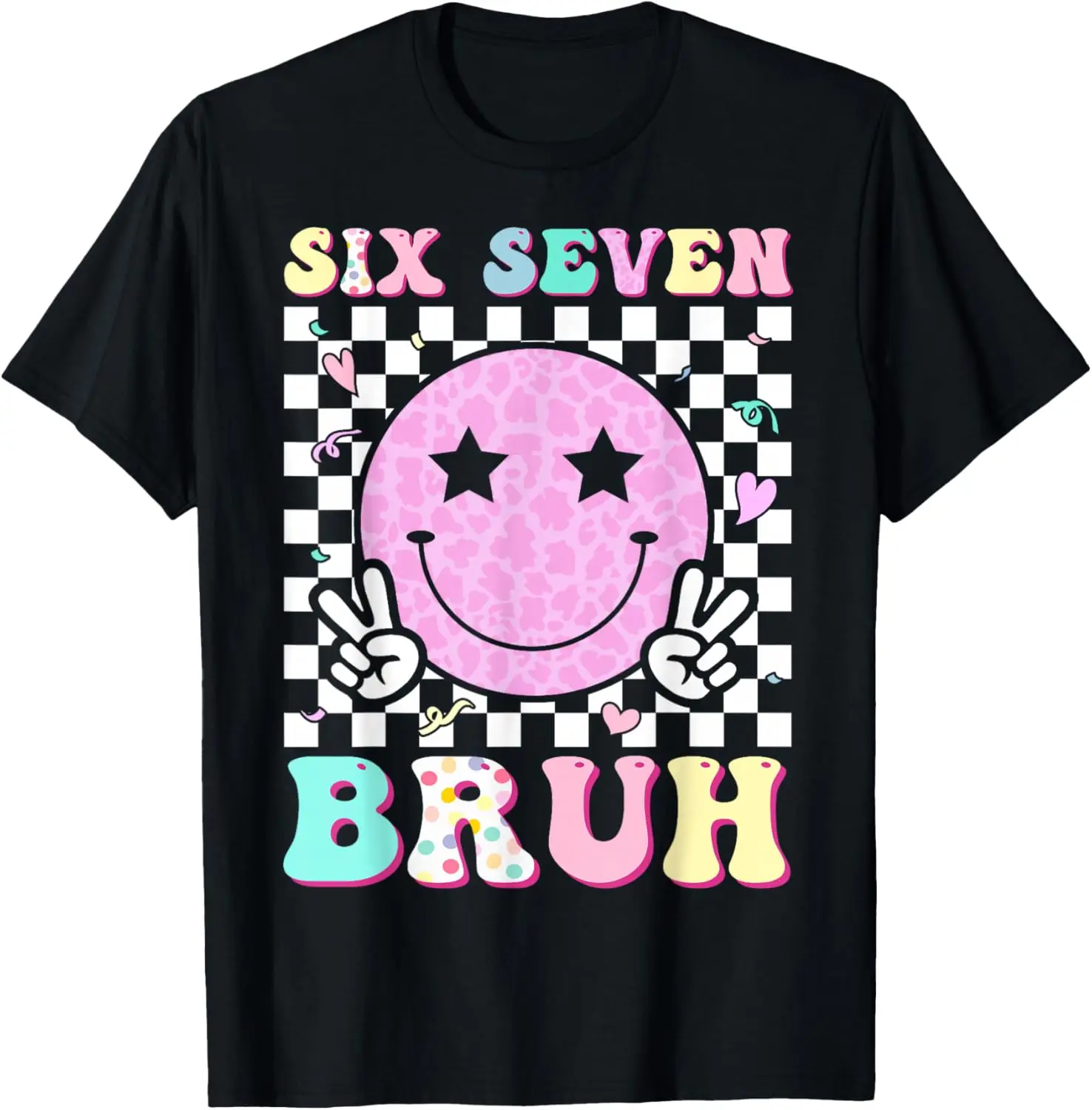 Funny 67 Meme Happy Face 6-7 Boys Kids Teens Six Seven Bruh T-Shirt Summer Short-Sleeved Breathable Sweat-Wicking Versatile
