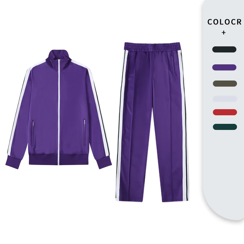 

Fall Winter Men's Women's Neutral Casual Sportswear Suit Color Matching Couple Long Sleeves Sports Suit Group Wear