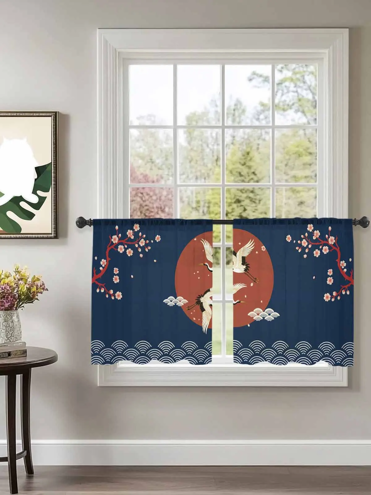 

Wave Pattern Crane Harmony Tulle Curtains For Bedroom Children Living Room Decor Sheer Curtains