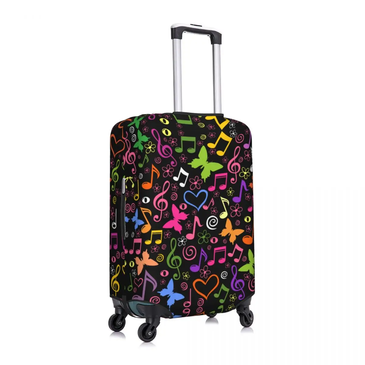 Music Festival Musical Notes Travel Luggage Cover Washable Suitcase Cover Protector Fit 18-32 Inch