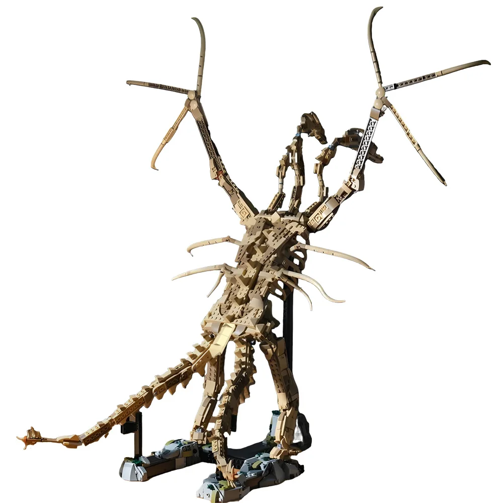 MOC King Ghidorahed Fossil Bricks Monster Movie King Ghidorahed Fossil Building Blocks Model Assembly Toys Kids Birthday Gifts
