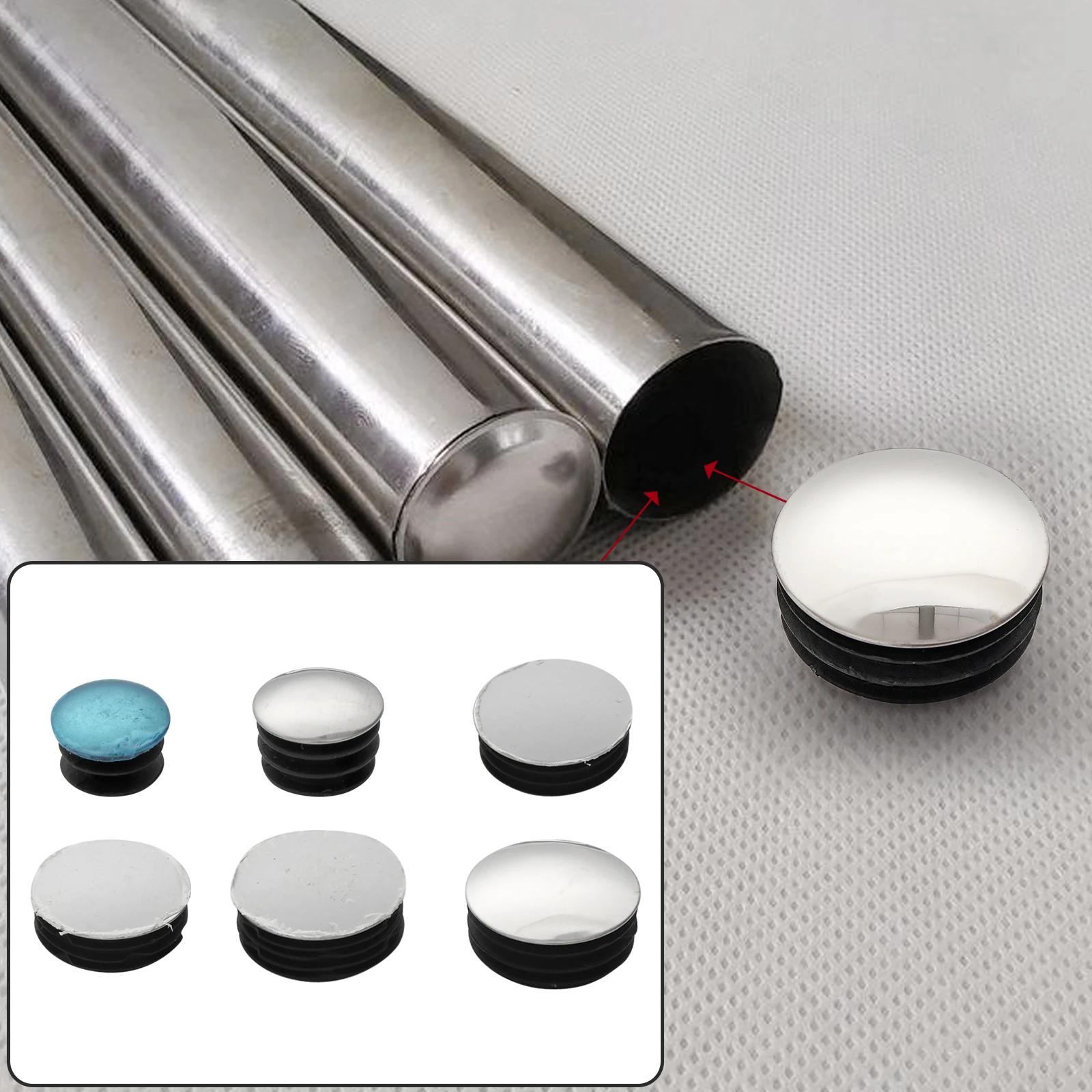 10 Plastic Tube Plugs tube end caps Round Steel Pipe Blanking Insert Plug Non-slip Furniture Leg Dust Hole Plug Cover Protector