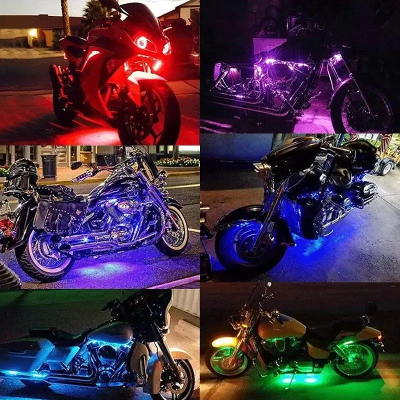 Motorcycle LED Lights For Car 12V APP Sound Control RGB Waterproof Moto Atmosphere Light Decorative Ambient Lamp Flexible Strip