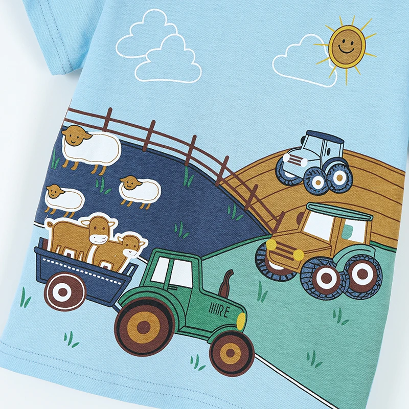 Little Maven 2026 Neue Sommer-Babykleidung für Jungen, Kinderkleidung, Oberteile, T-Shirts mit Cartoon-Traktoren, T-Shirts für Teenager – Detail 5