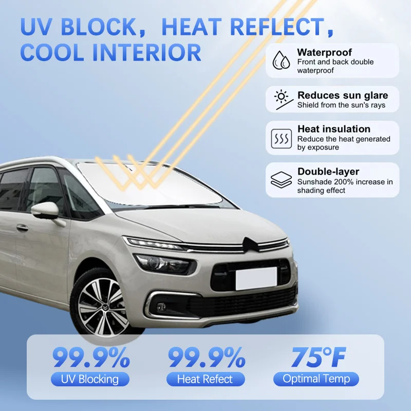 Car Windshield Sun Shade For Citroen Picasso MPV Berlingo Sunshade Sun Visor Protector Blocks UV Rays Summer Car Accessories