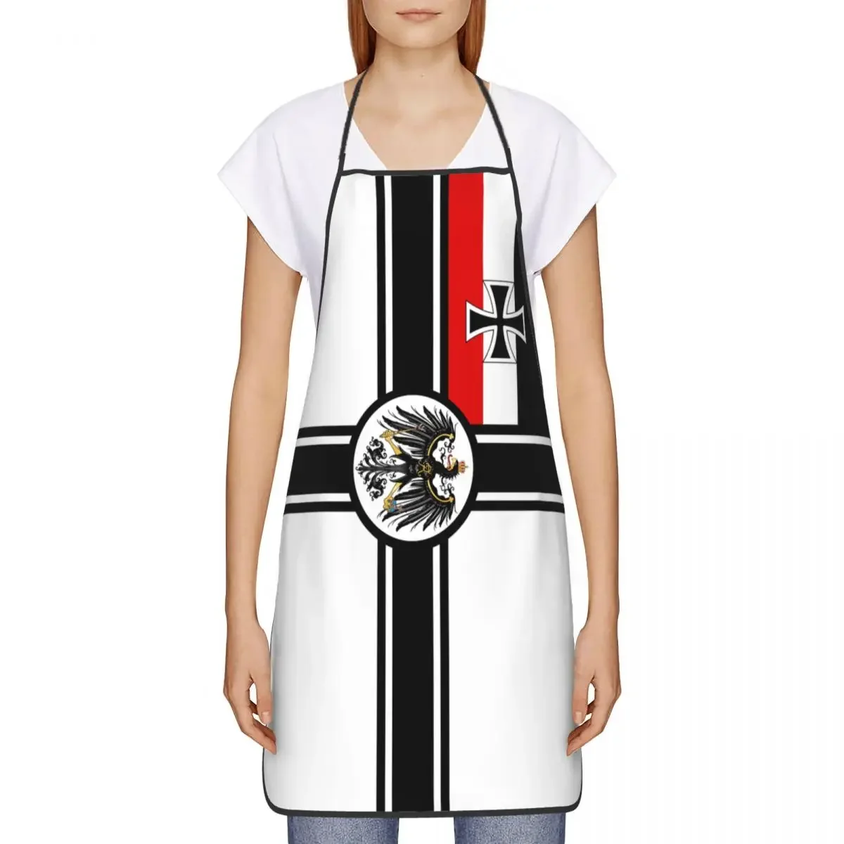 Custom Bib German Empire DK Reich War Flag Aprons for Men Women Chef Kitchen Cooking Germany Patriotic Tablier Cuisine Gardening