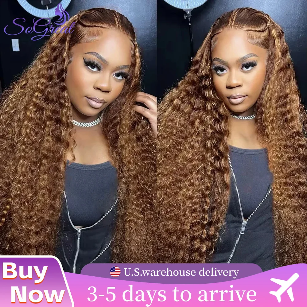 

SoGreat Deep Curly 13x6 Hd Lace Frontal Wig Deep Wave Frontal Wig 13x6 Hd Lace 13x4 Brown Highlights Lace Front Wigs Human Hair