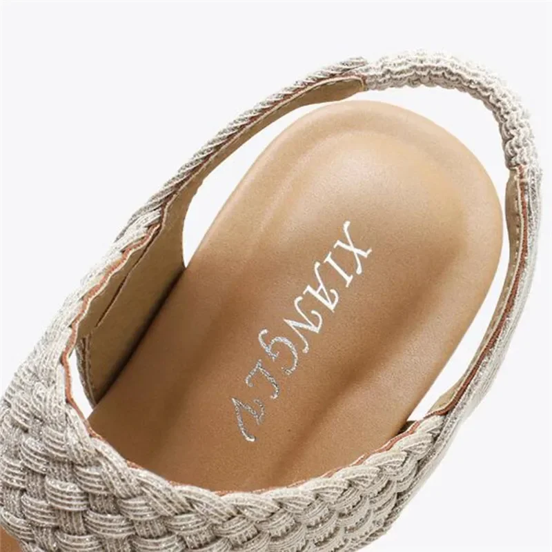 BEYARNE  Sandals Women Summer Shoes Elegant Ladies Weave Rome Sandalias Fashion Female Comfortable Wedges Sandals Large Size