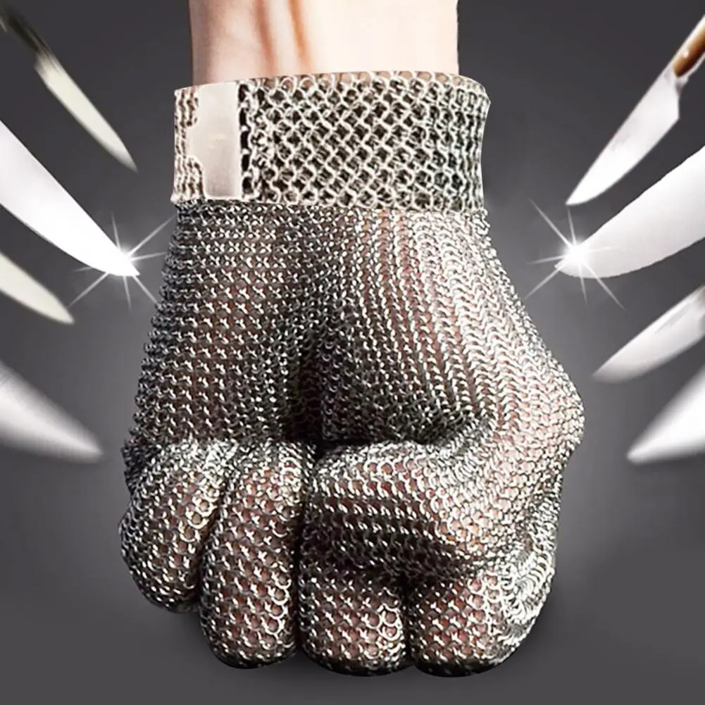 

Перчатки из нержавеющей стали, противоскользящие, износостойкие, для убоя, садоводства, защиты рук, рабочие перчатки, металлическая сетка, кухонные перчатки для мясника