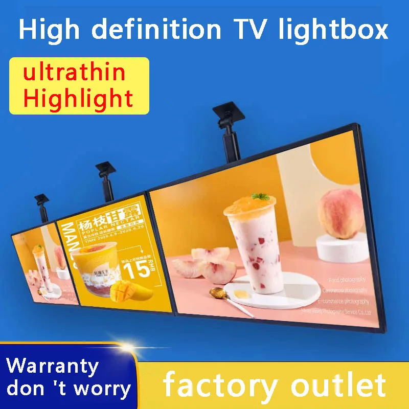 Ultra thin advertising board lightbox wall mounted milk tea shop ordering menu customization price list LED hanging
