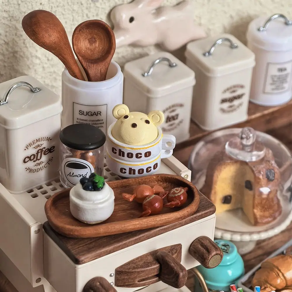 3PCS 1/6 1/12 Schaal Pop Opbergdoos Met Stickers Plastic Poppenhuis Voedsel Speelgoed Foto Props Vierkante Ronde Poppenhuis scène Model