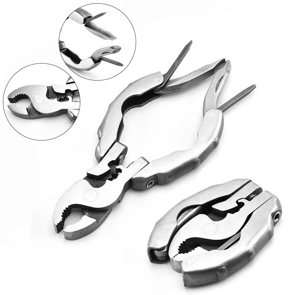 

Multi-purpose 9 in 1 Pocket Pliers Keychain Pliers Mini EDC Tool Round Head Pliers Gadget Screwdriver Wire Cutter Outdoor