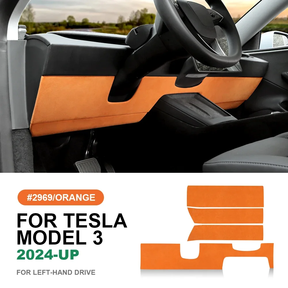 Italian Top Suede Instrument Panel Trim Protective Sticker for Tesla Model 3 Highland 2024 Model Y Juniper 2025-Up Accessories