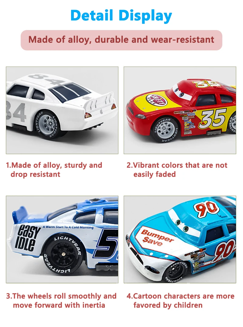 Spielzeugautos Piston Cup Racing Series Rennwagen McQueen Rusty Cornfuel Aiken Axler Chuck Armstrong Legierungs-Spielzeugauto Kindergeschenk – Detail 6
