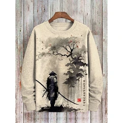 3D Japanese Character Printed Sweatshirt Fashion Spring Autumn Long Sleeve Crew Neck Hoodies Trend Streetwear Oversized Pullover
