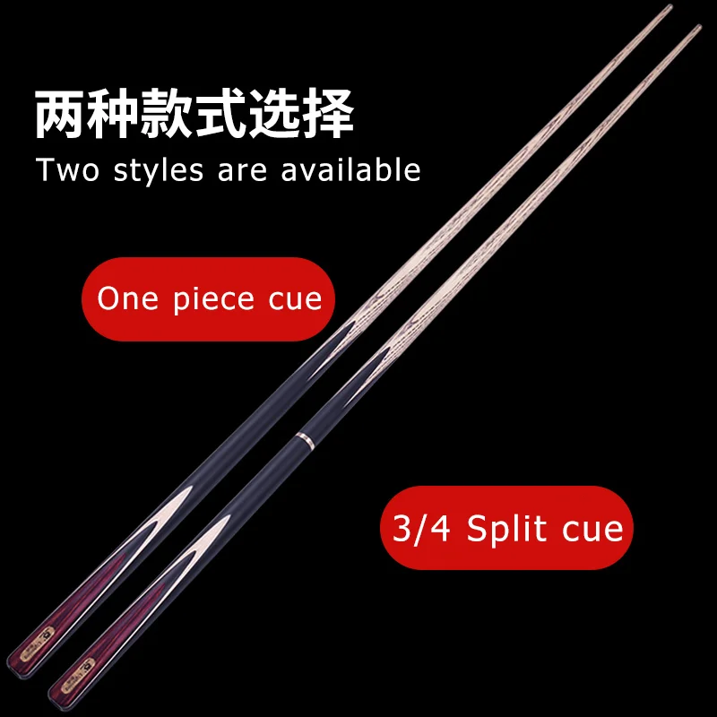 OMIN-Professional Snooker Stick with Original Bag, Ash Shaft 3/4 Split One Piece Cue Tip 9.5mm 10mm 11mm 145cm Extended section