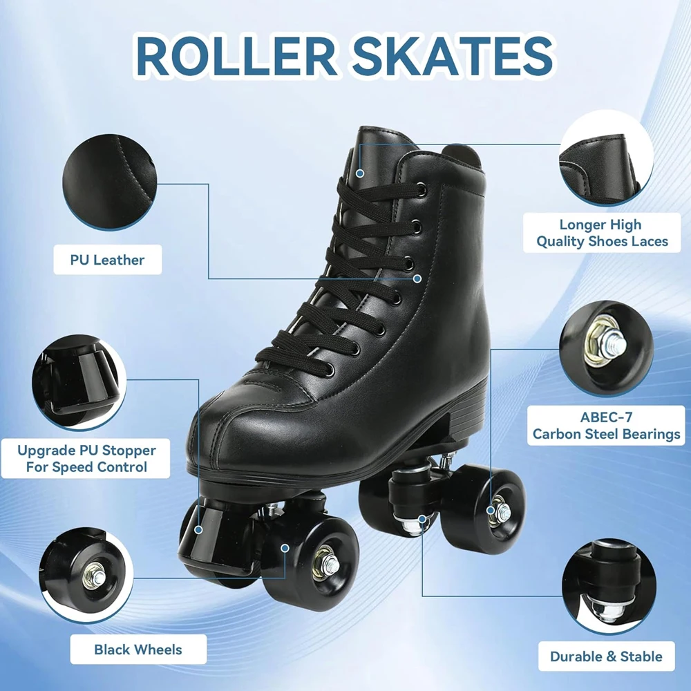 สเก็ตกีฬากลางแจ้งรองเท้า PU หนัง Roller Skates รองเท้าสเก็ต Quad Skates รองเท้าผ้าใบเริ่มต้นผู้ชายผู้หญิง Roller รองเท้าสเก็ต