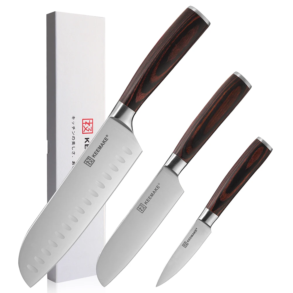 

KEEMAKE 1-3PCS/Set Kitchen Knives Japanese Chef's Slicing Filleting Knife High Carbon Stainless Steel Blade Cut Pakkawood Handle