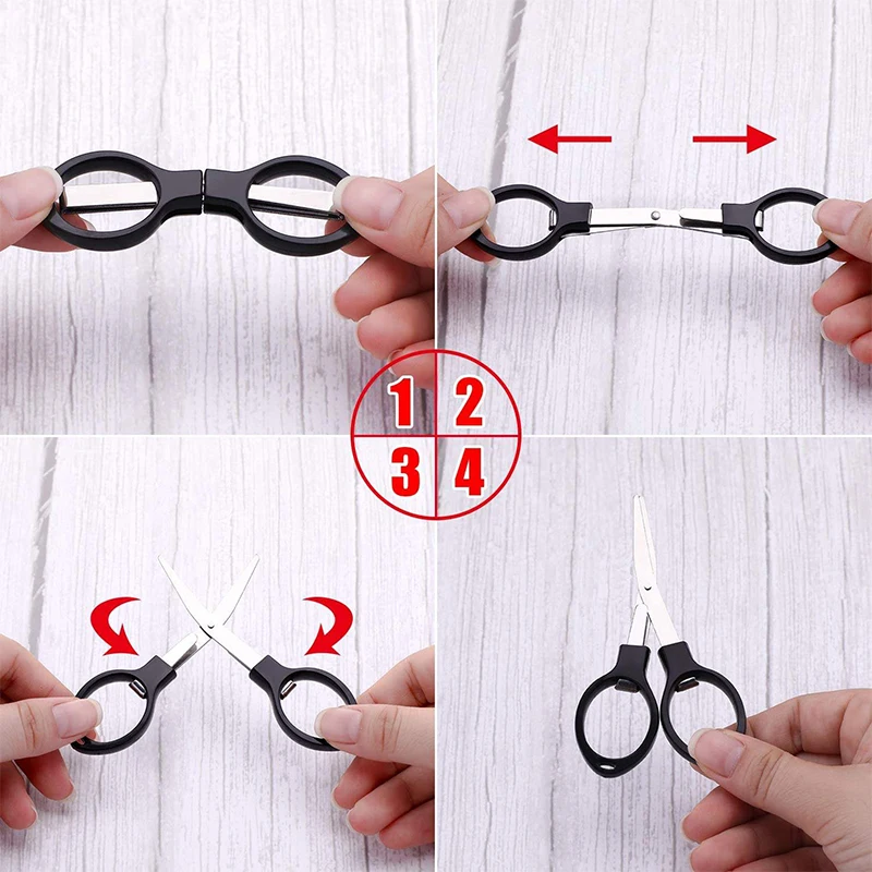 96 Pcs Multifunction 8 Words Fold Scissors Plastic Handle Stainless Steel Student Stationery Handmade Crafts Kids DIY Tool