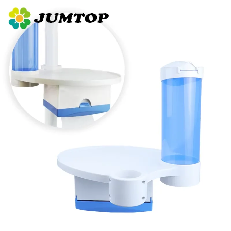 JUMTOP Dental Chair Mounted Tray with Tissue Box Disposable Cup Holder Storage Unit