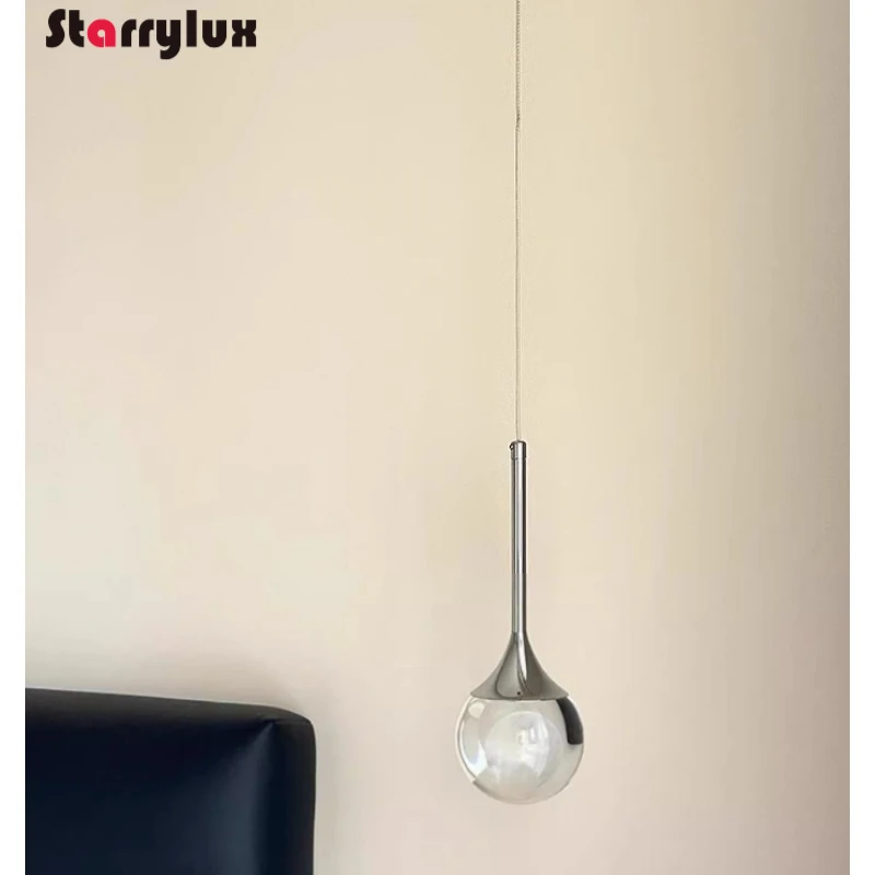 Moon Crystal Adjustable Pendant Light Modern Bedside Lamp Entryway Atmosphere Hanging Light