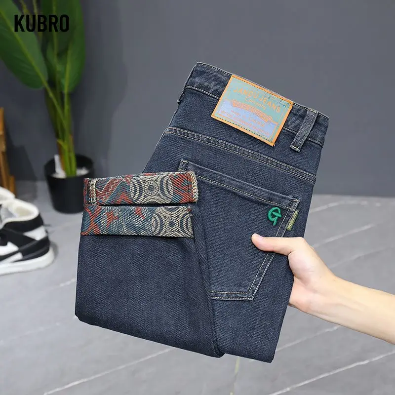 الخريف الشتاء الرجال تمتد تنوعا الجينز عادية خمر عالية الجودة الدنيم السراويل الرجال موضة يندبروف القطن Y2K الدنيم السراويل