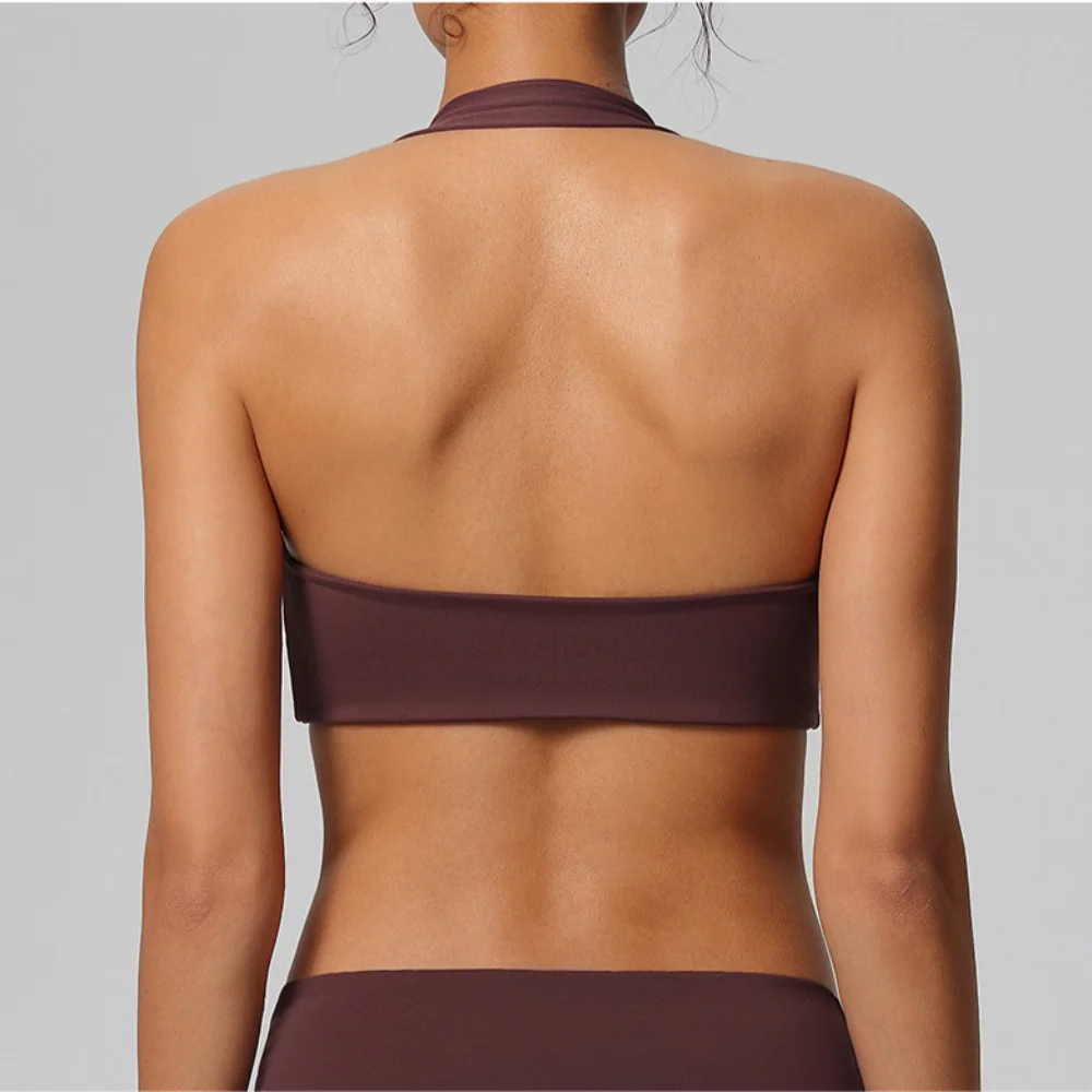Sports Bra Women Fitness Vest Yoga Tank Sportswear Halter Top High Support Push-up Open Back Gym Wear Running Workout Underwear