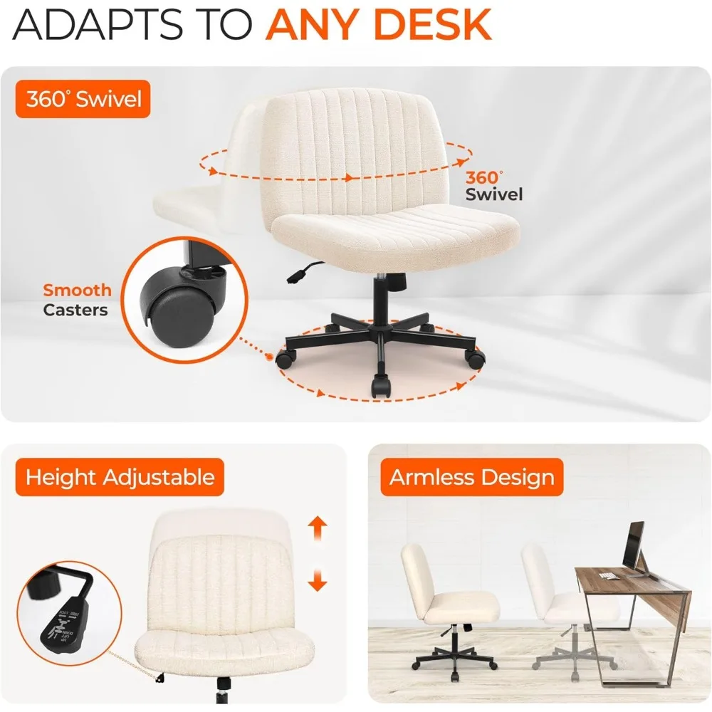 مصنع برتقالي متقاطع كرسي عجلات واسعة متقاطعة أرجل مكتب مكتب الغرور كرسي مريح النسيج بدون ذراع قابل للتعديل قطب ل Ho