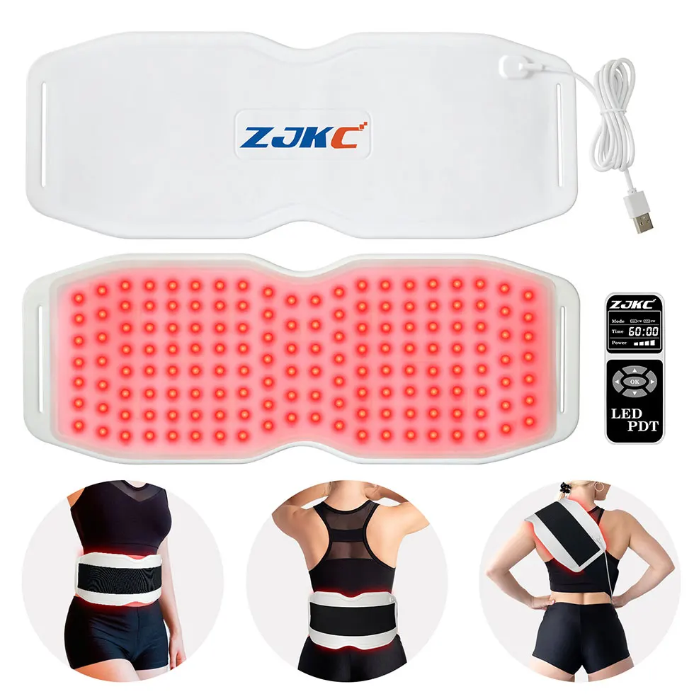 ZJKC 940nm 660nm 850nm Red Light Belt For Body Shaping Silicone Foldable Infrared Heated Knee Wrap Neck Waist Muscle Pain Relief