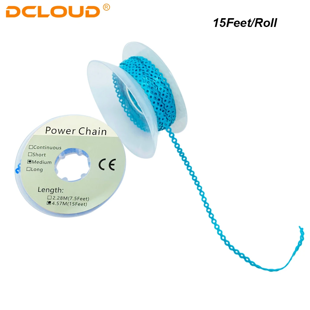 15Feet Dental Orthodontic Elastic Ultra Power Chain Rubber Band Long/Short/Continuous 4.5m Powerchains Dentist Ortho Materials