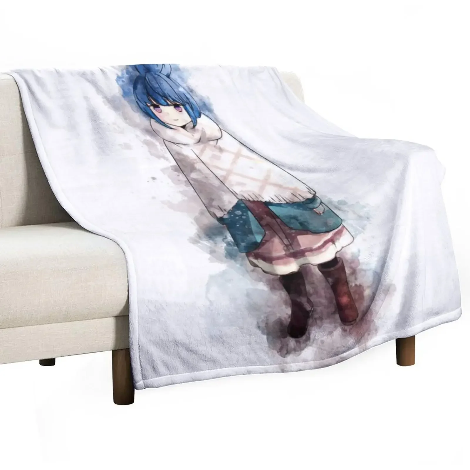 

Laid Back Camp - Rin *Watercolor* Throw Blanket Beautifuls Bed linens Blankets