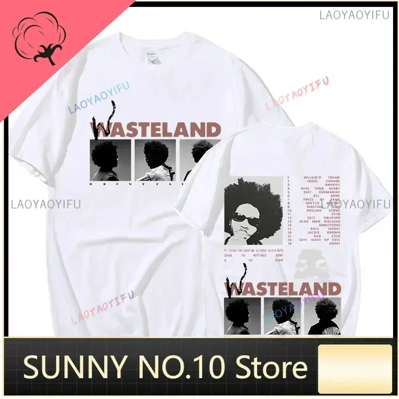 Brent Fairyaz T-shirt 2022 Music Album Wasteland Short Sleeve T-shirt Large Hip Hop Harajuku T-shirt