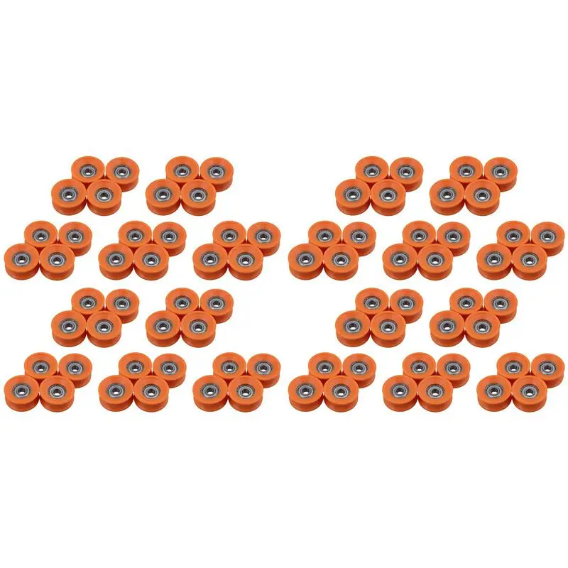 M12K-80Pcs 6X30x13mm Plastic Coated Sealed Bearings Steel 606Z Deep U Groove Guide Pulley Rail Ball Rolling Bearing Wheel