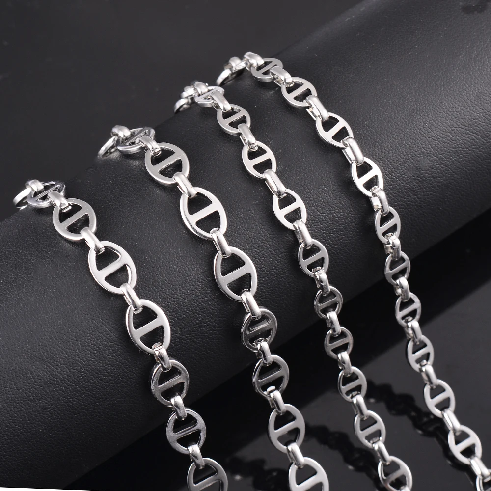 Großhandel: 6/8mm breite, einfache handgefertigte Kettenhalskette für Männer und Frauen, Edelstahl Hip-Hop-Kette, Damen-Halskette, Punk-Schmuck – Detail 2