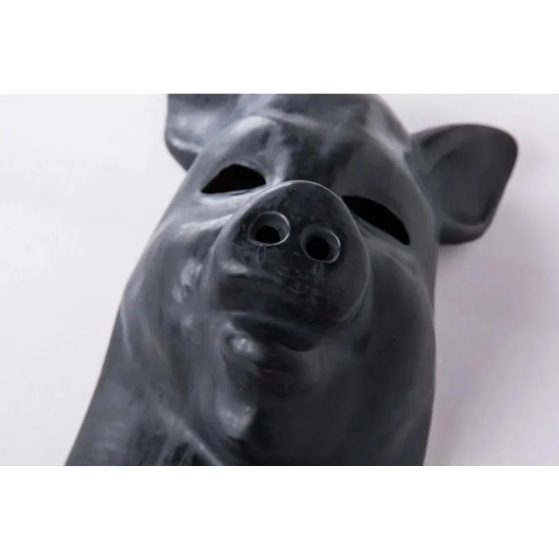 Natural Latex Dog Piglet Head Cover Soft Patent-leather Black Mask BDSM Fun Bondage Slave Mask Alternative Erotic Adult Sex Toy