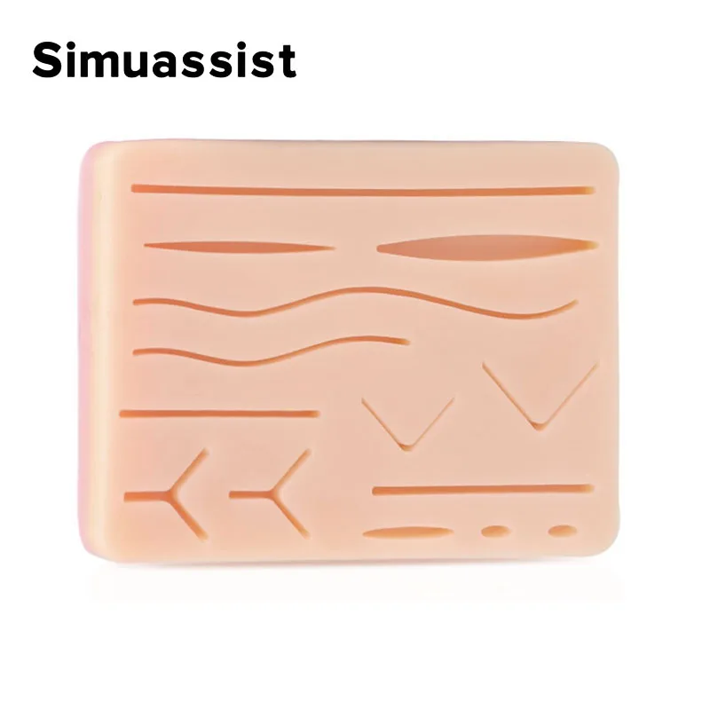 Suture Practice Pad Traumatic Skin Suture Model with Wound Silicone Reusable Surgical Suture Knotting Silicone Teaching Model