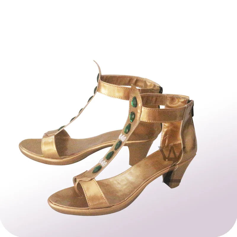 Women Halloween Princess Crystal Shoes Golden Sandals The Magical Lamp Jasmine Princess Cosplay Shoes for Women Adult