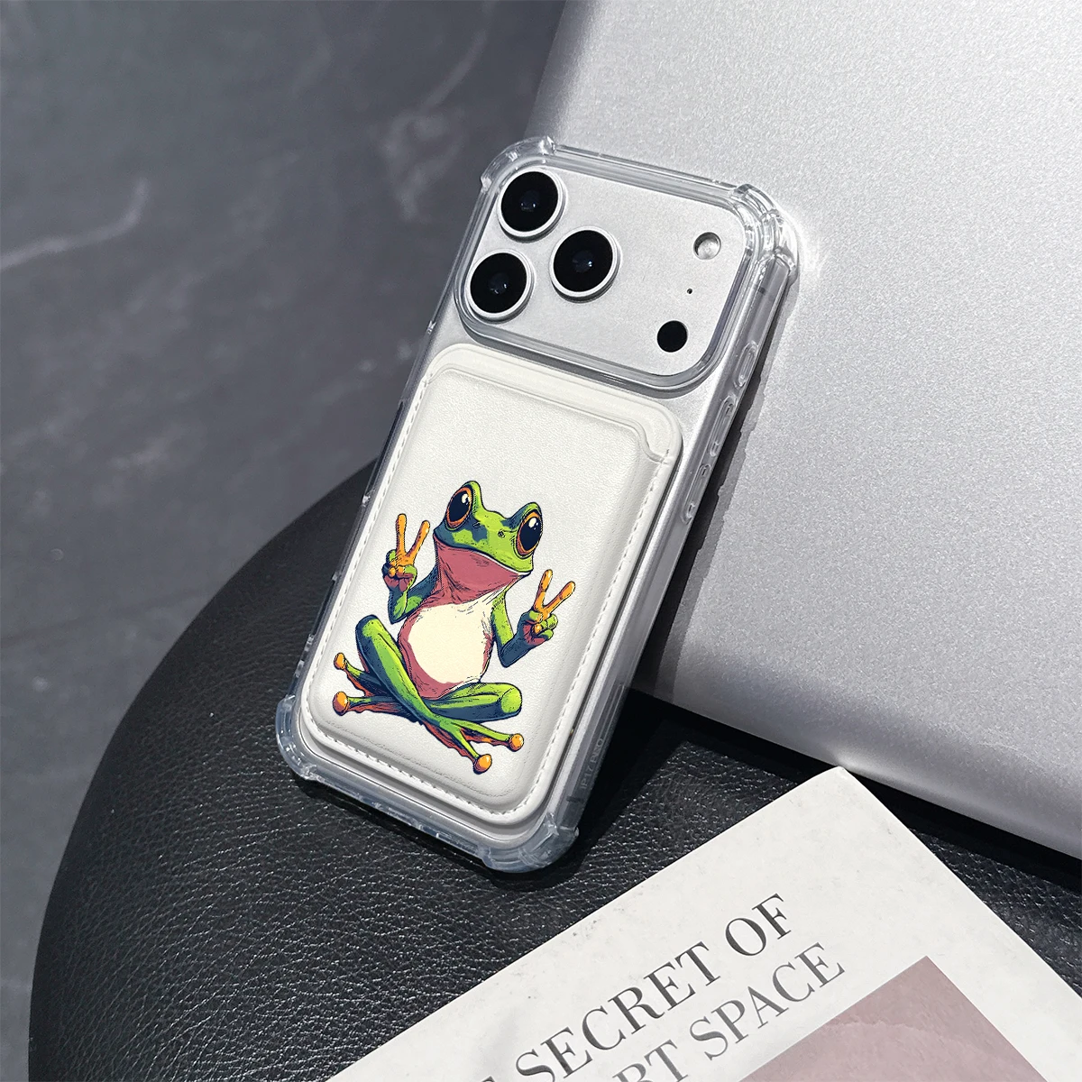 Anime cool frog Phone Case For iPhone 17 16 15 14 13 Pro Max Plus Wallet Pocket Transparent Soft TPU for Magnetic Phone Case view 5