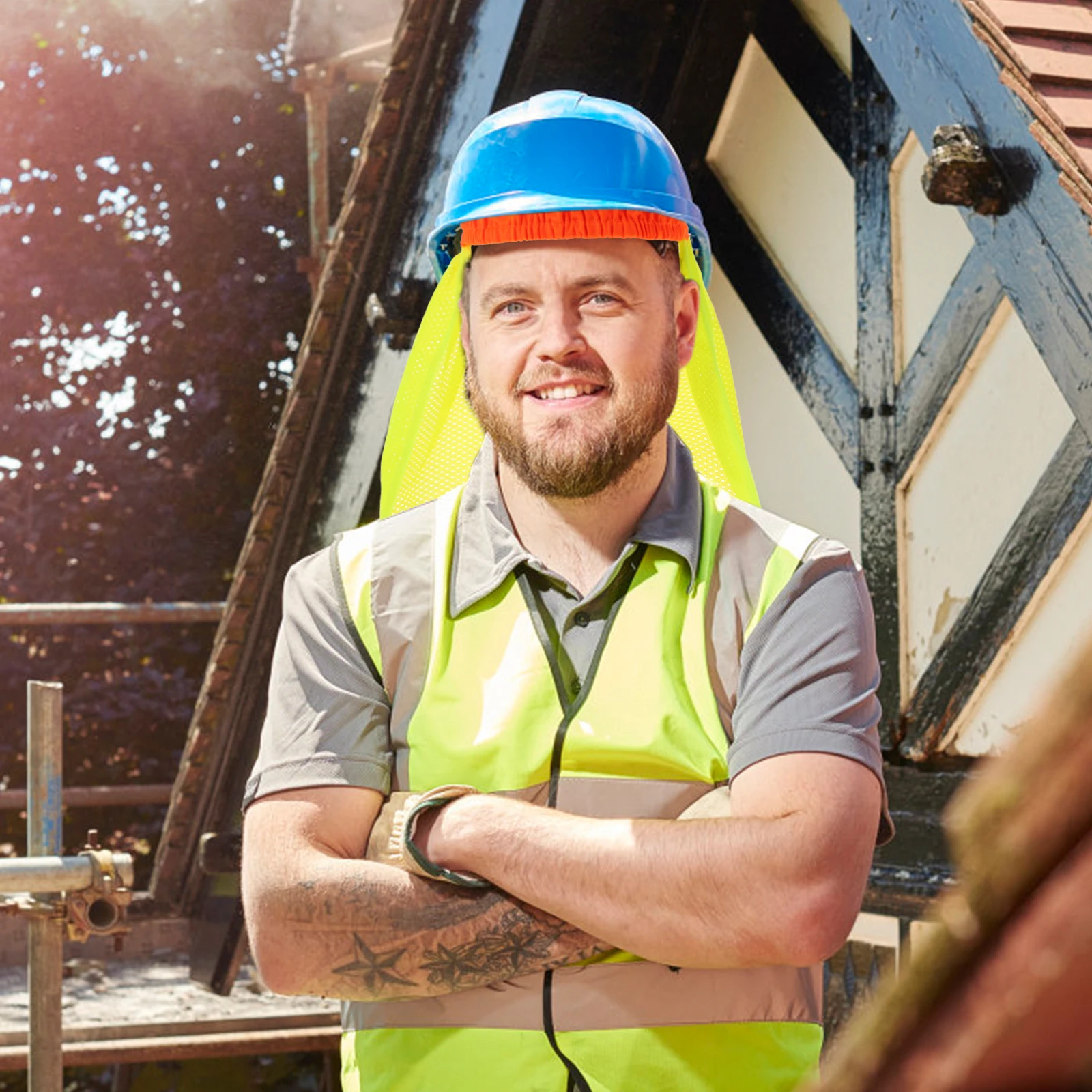 

4Pcs High Visibility Sun Protector Accessories Mesh Breathable Full Brim Shield Outdoor Safety Fluorescein