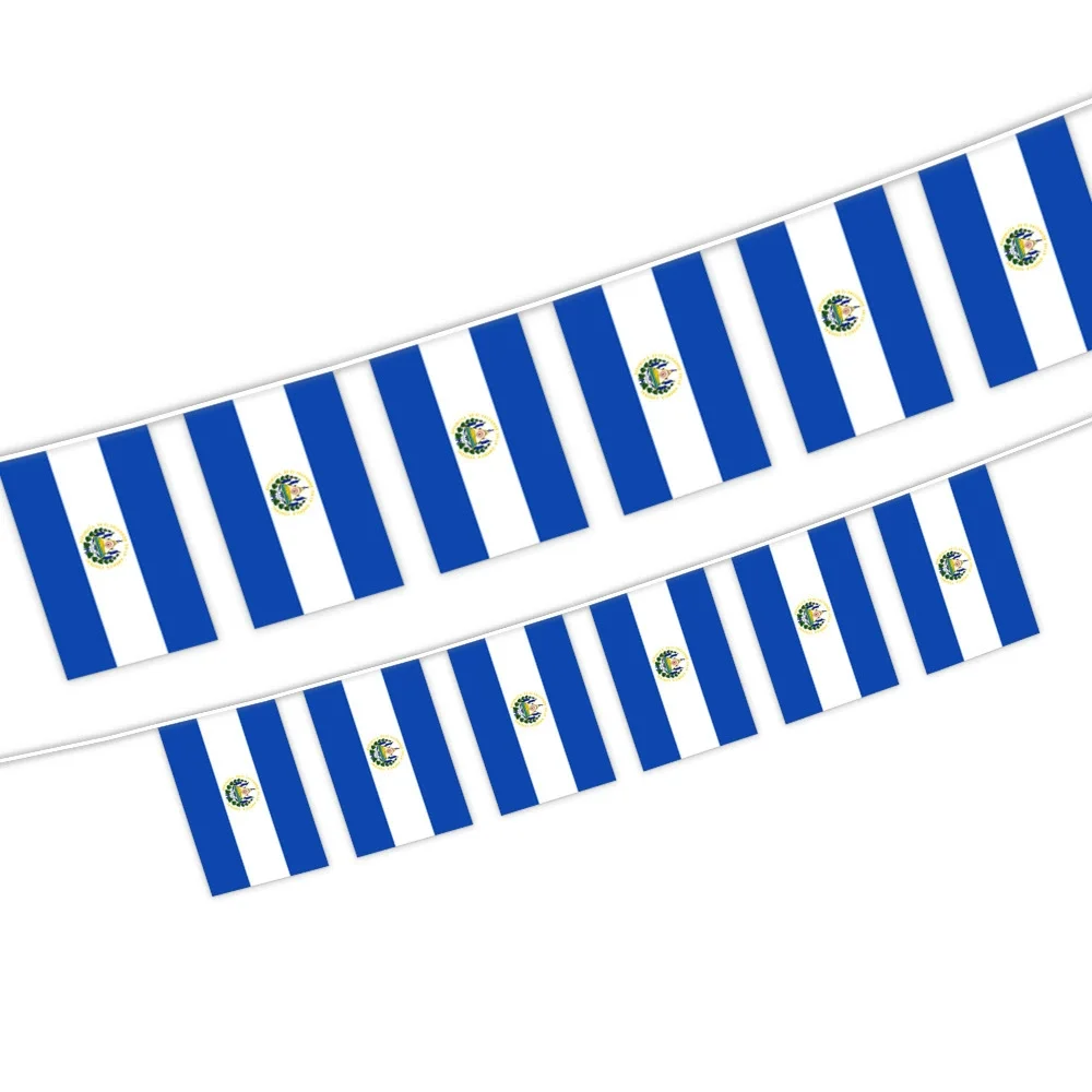 TIKI FLAG 20pcs/lot El Salvador bunting flags 14x21cm Pennant El Salvador String Banner Festival Party Holiday for decoration
