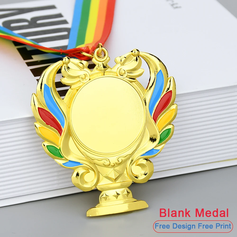 Creative Trophy Custom Blank Medals for Competition Sports Medals Game Prizes Gold Silver Bronze Souvenir Medals With Ribbon