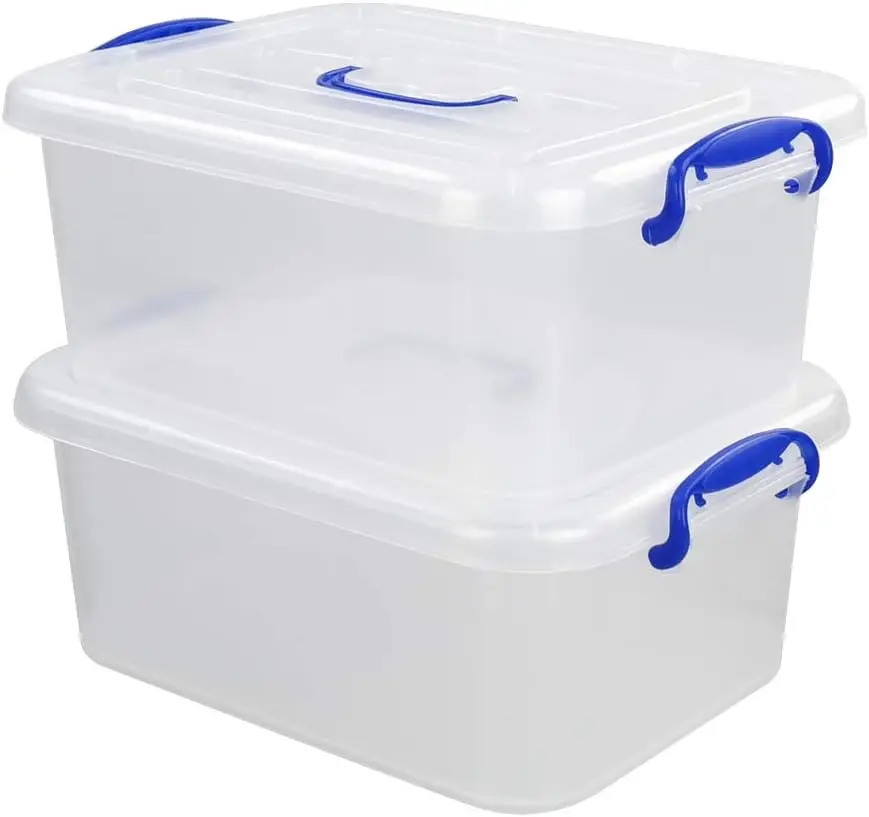 

Clear Plastic Storage Bins, 2-Pack with Lids, 8L Capacity