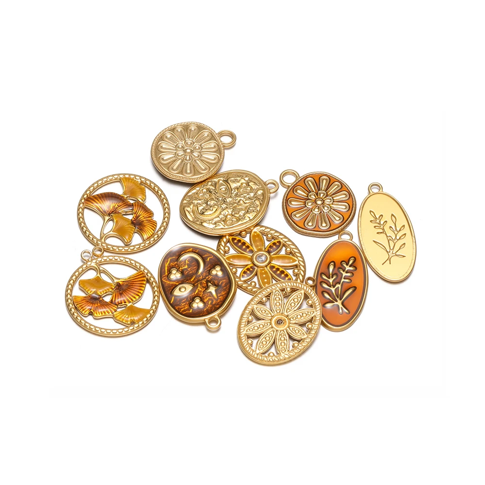 5pcs 304 Stainless Steel Enamel Leaf Flower Charms for DIY Women Jewelry Making Necklace Pendants Earrings Bracelet Accessories - view 2