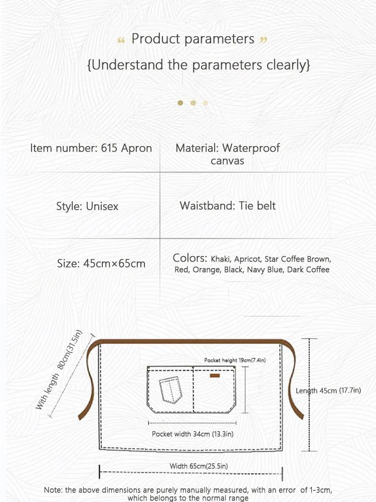 Professional Utility Waist Apron Durable Canvas Multiple Tool Pockets Reinforced Stitching for Bar Restaurant Hot Pot Service