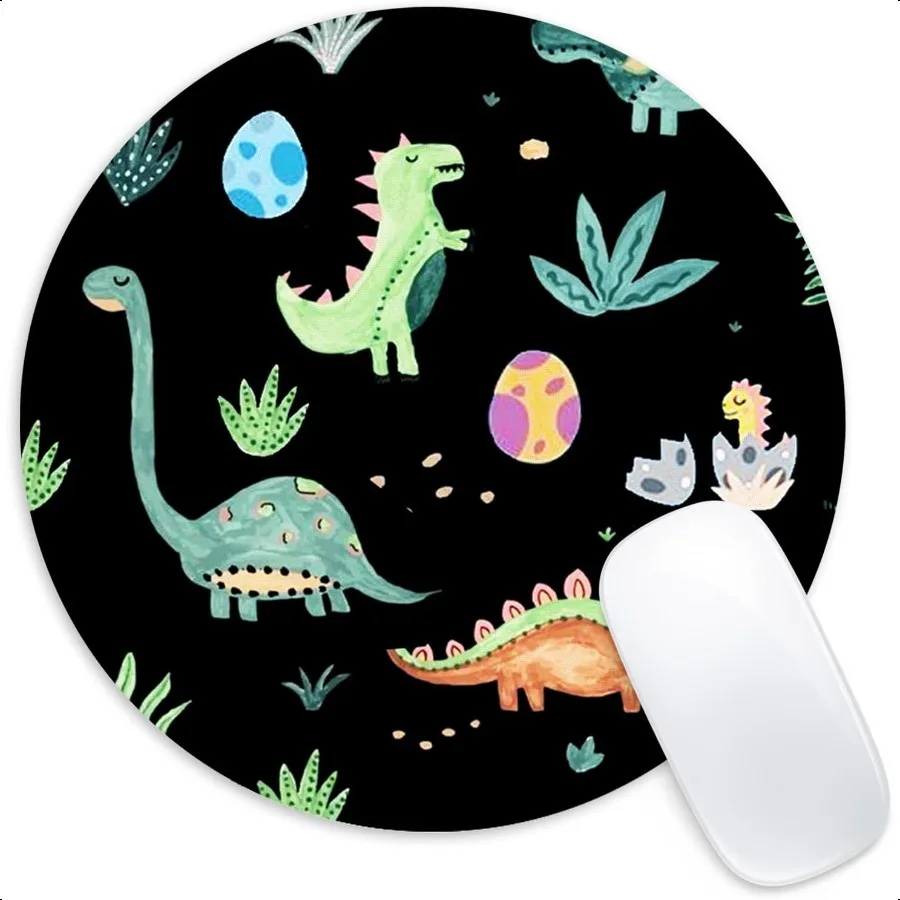 

Cute Dinosaur Round Mouse PadFunny Small Mouse Pad with NonSlip Rubber Base Mouse Mat Home Office Decor Desk Accories 8.7inch R