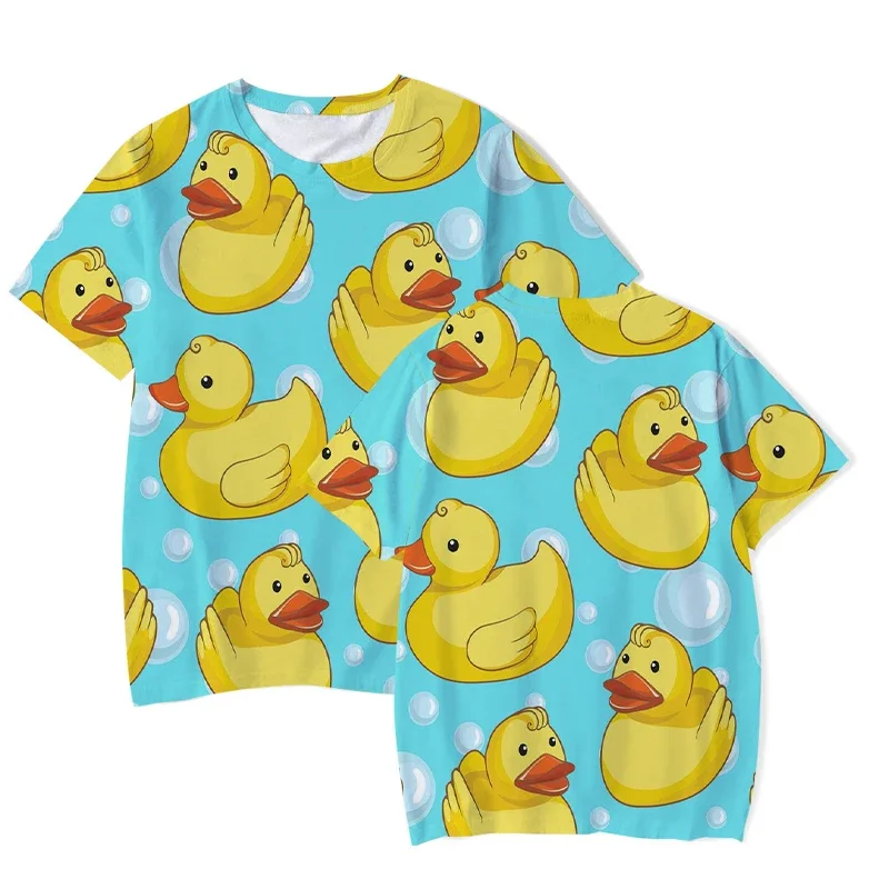 Summer Cartoon Yellow Duck T-Shirt for Male Fashion 3D Printed Tee Tops Casual Oversized Streetwear Short Sleeve Clothing