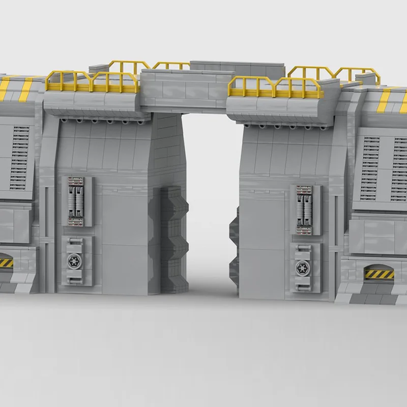 City Street View Model MOC Building Bricks Protective Barrier Door Modular Technology Children Holiday Gifts Assemble Toys Suit
